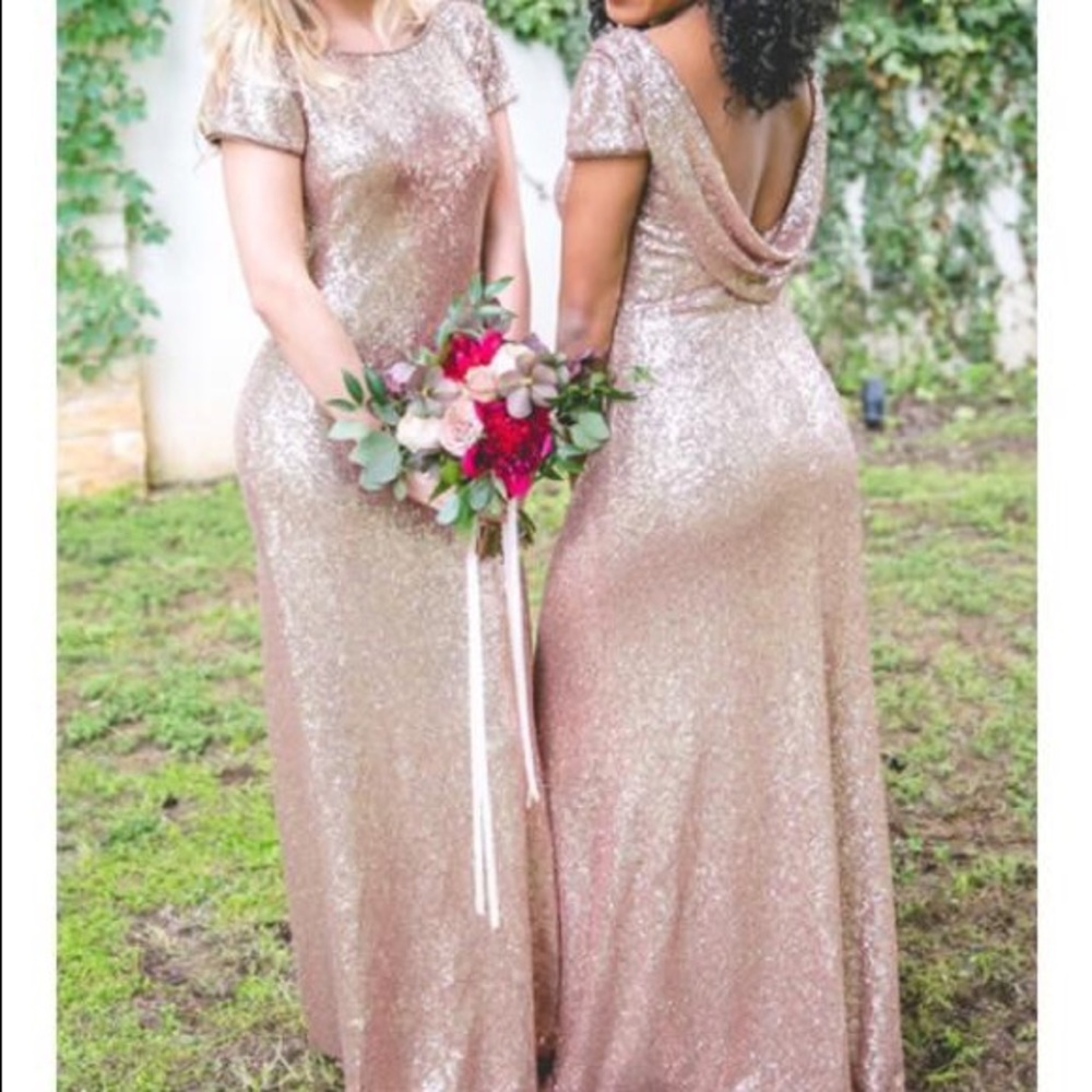 Rose Gold sequin maxi length dress